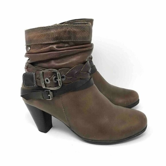 Pikolinos Ankle Boots Brown Zip Up Cuban Heel 7 - Picture 1 of 8